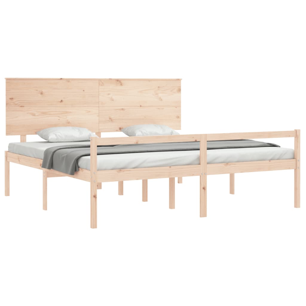 Lit pour personne âgée et tête de lit 200x200 cm bois massif - XIOS