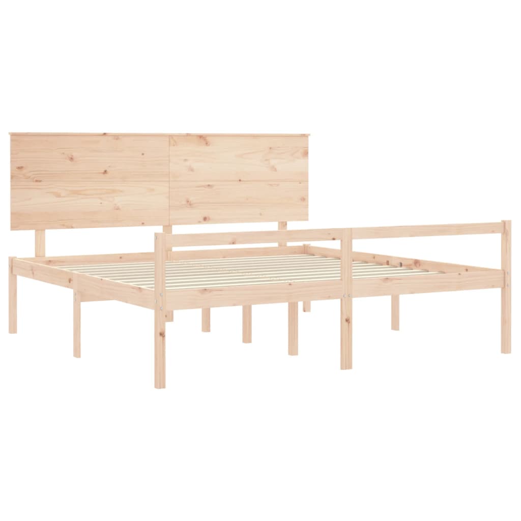 Lit pour personne âgée et tête de lit 200x200 cm bois massif - XIOS
