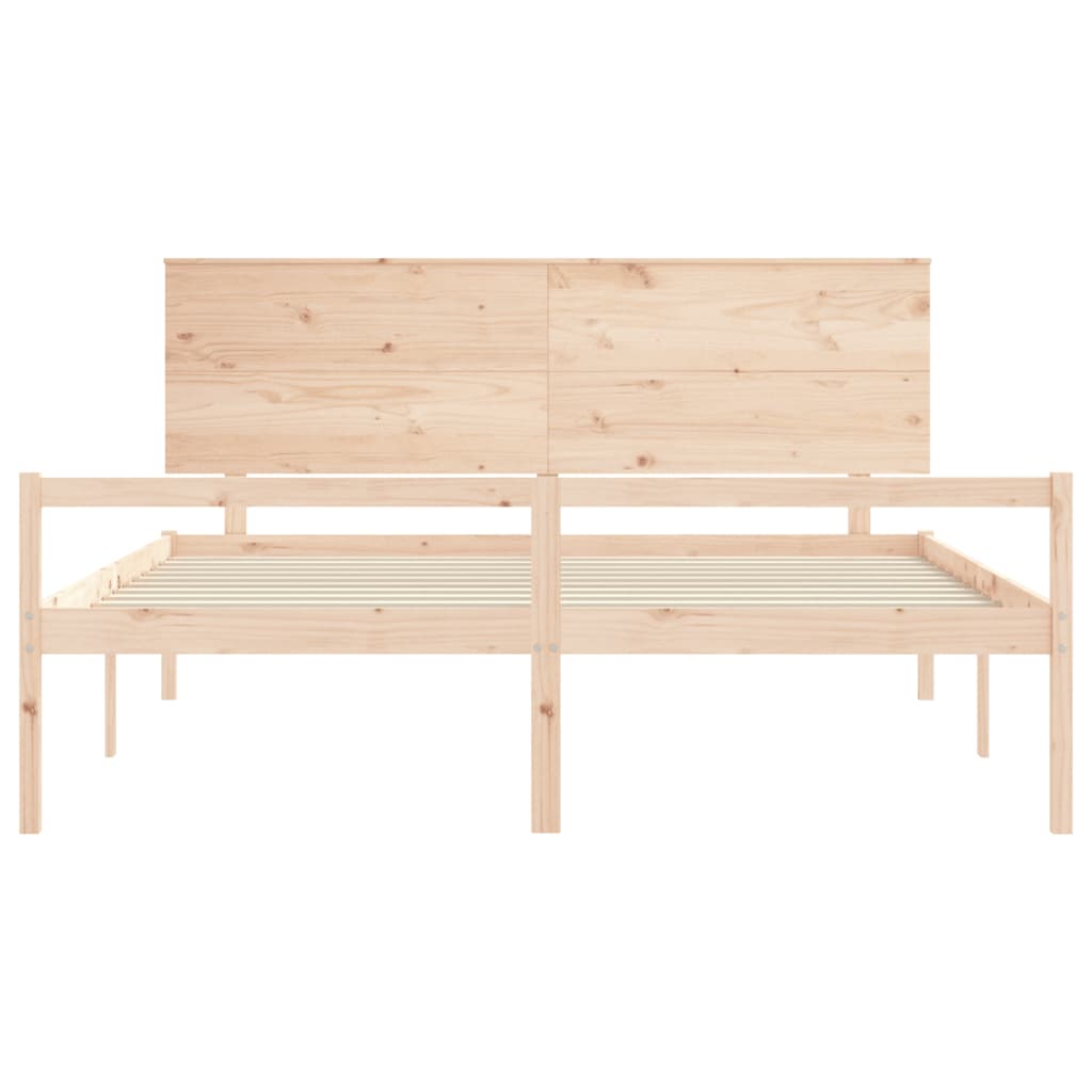 Lit pour personne âgée et tête de lit 200x200 cm bois massif - XIOS