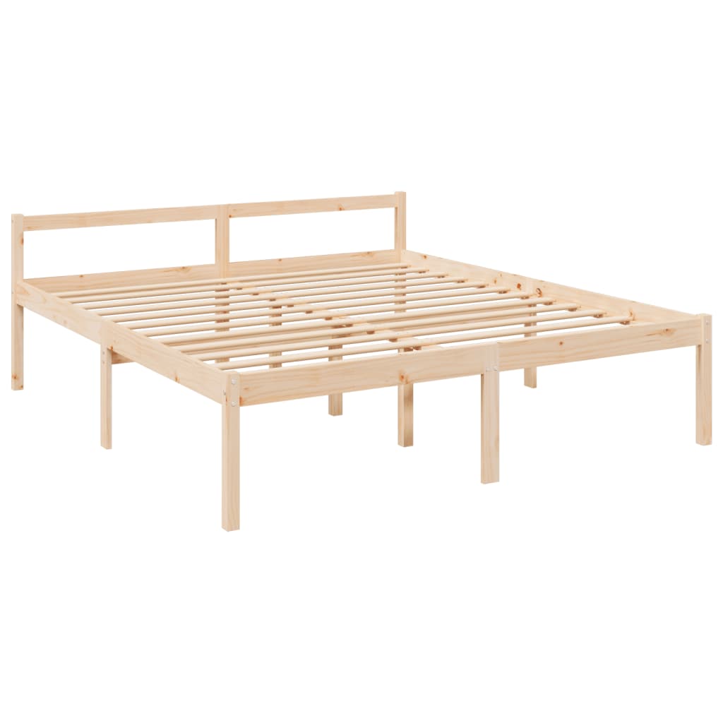 Lit pour personne âgée et tête de lit 200x200 cm bois massif - XIOS