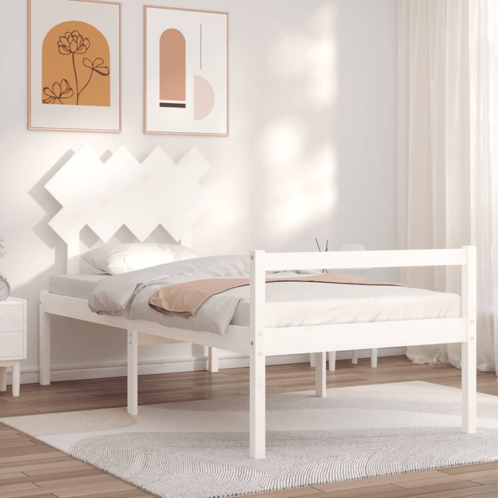 Lit pour personne âgée sans matelas blanc bois massif - XIOS