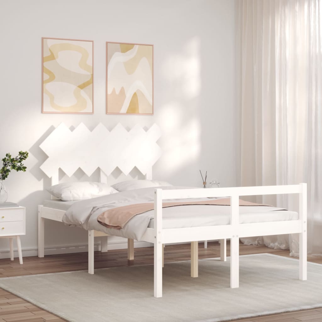Lit pour personne âgée sans matelas blanc bois massif - XIOS
