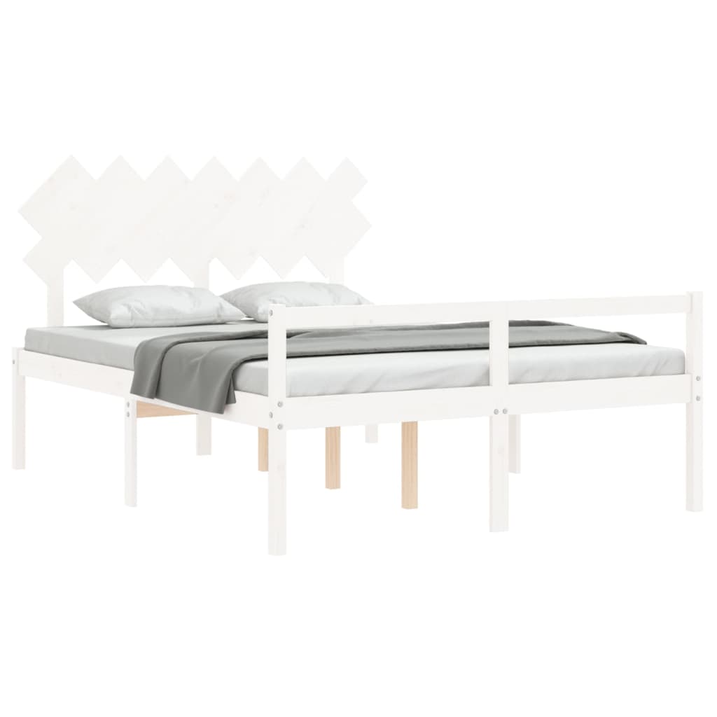 Lit pour personne âgée sans matelas blanc 140x190cm bois massif - XIOS