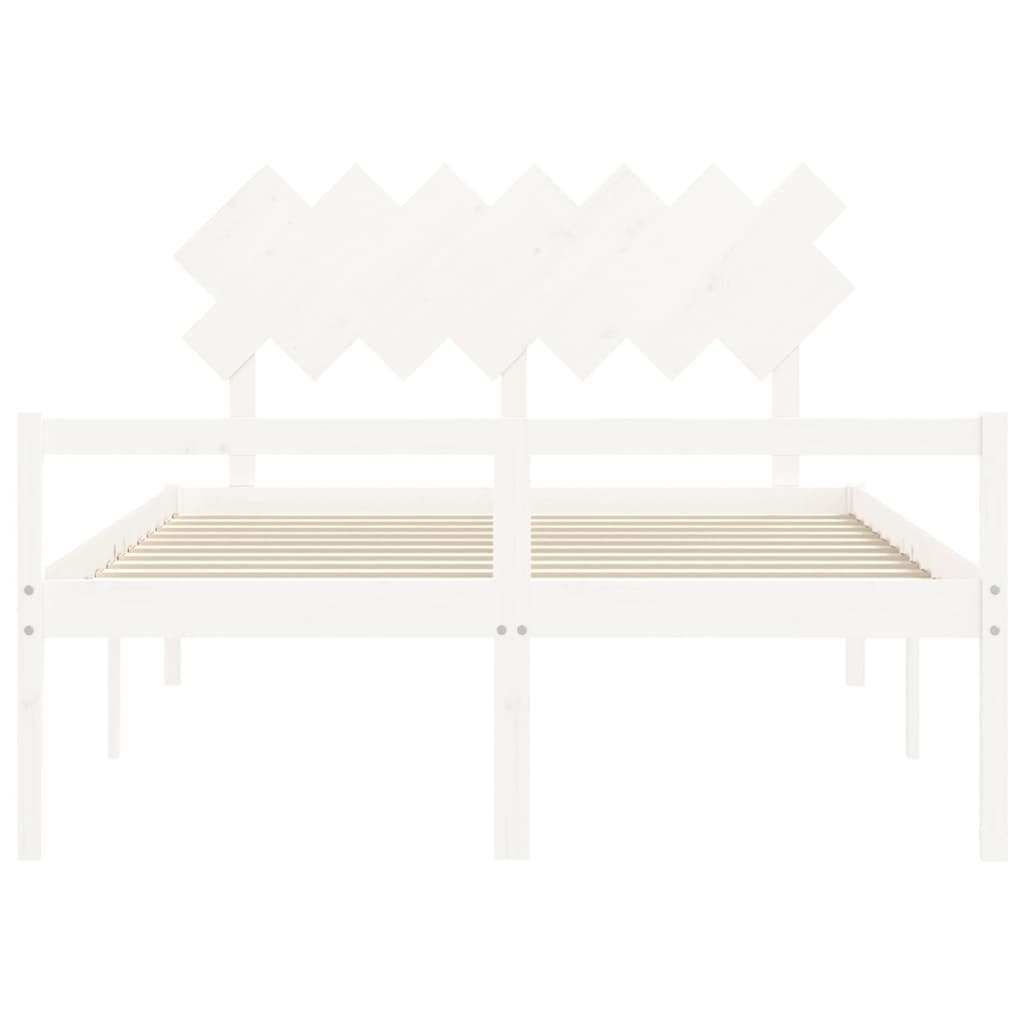 Lit pour personne âgée sans matelas blanc 140x190cm bois massif - XIOS