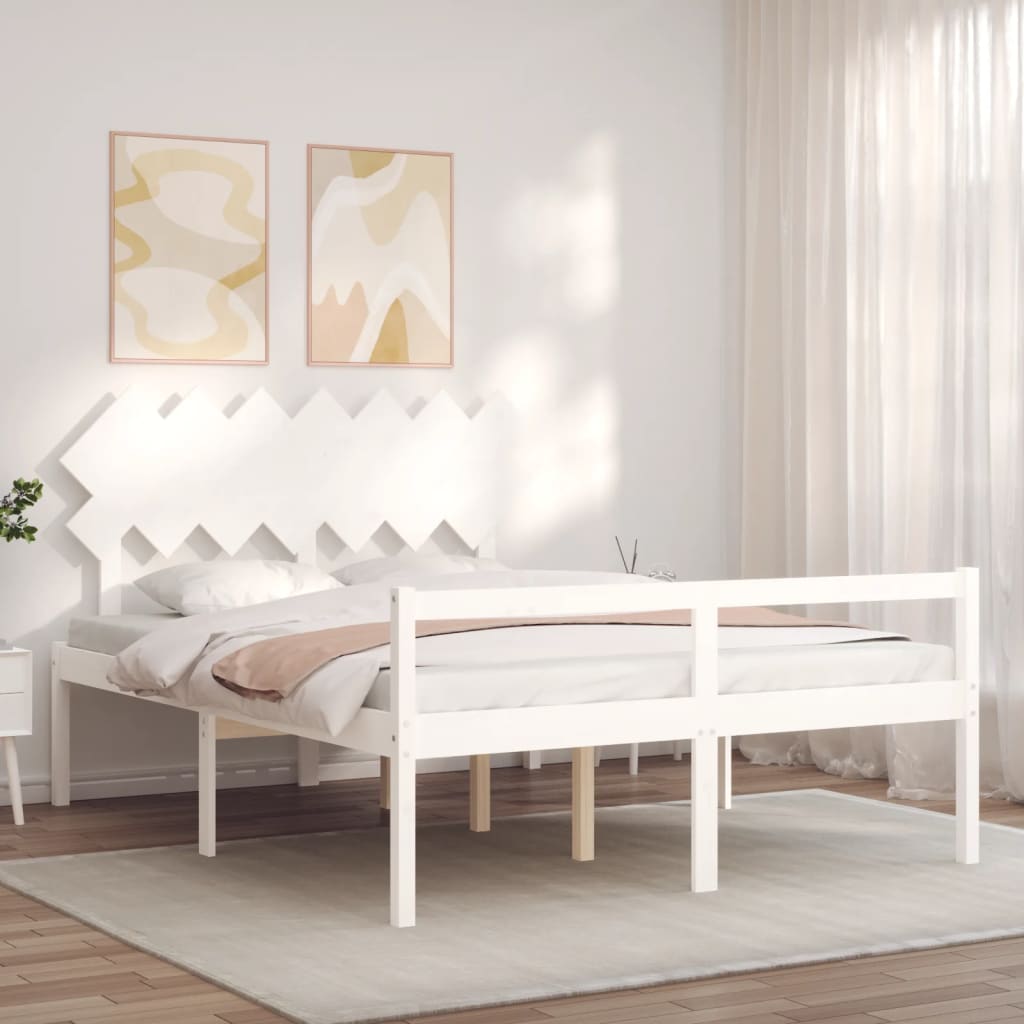 Lit pour personne âgée sans matelas blanc 140x200cm bois massif - XIOS