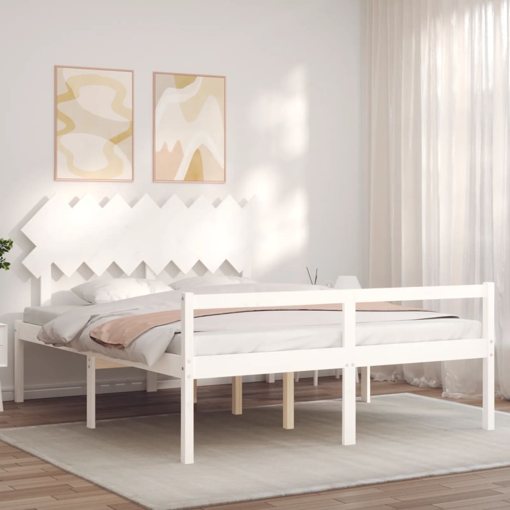 Lit pour personne âgée sans matelas blanc 160x200cm bois massif - XIOS