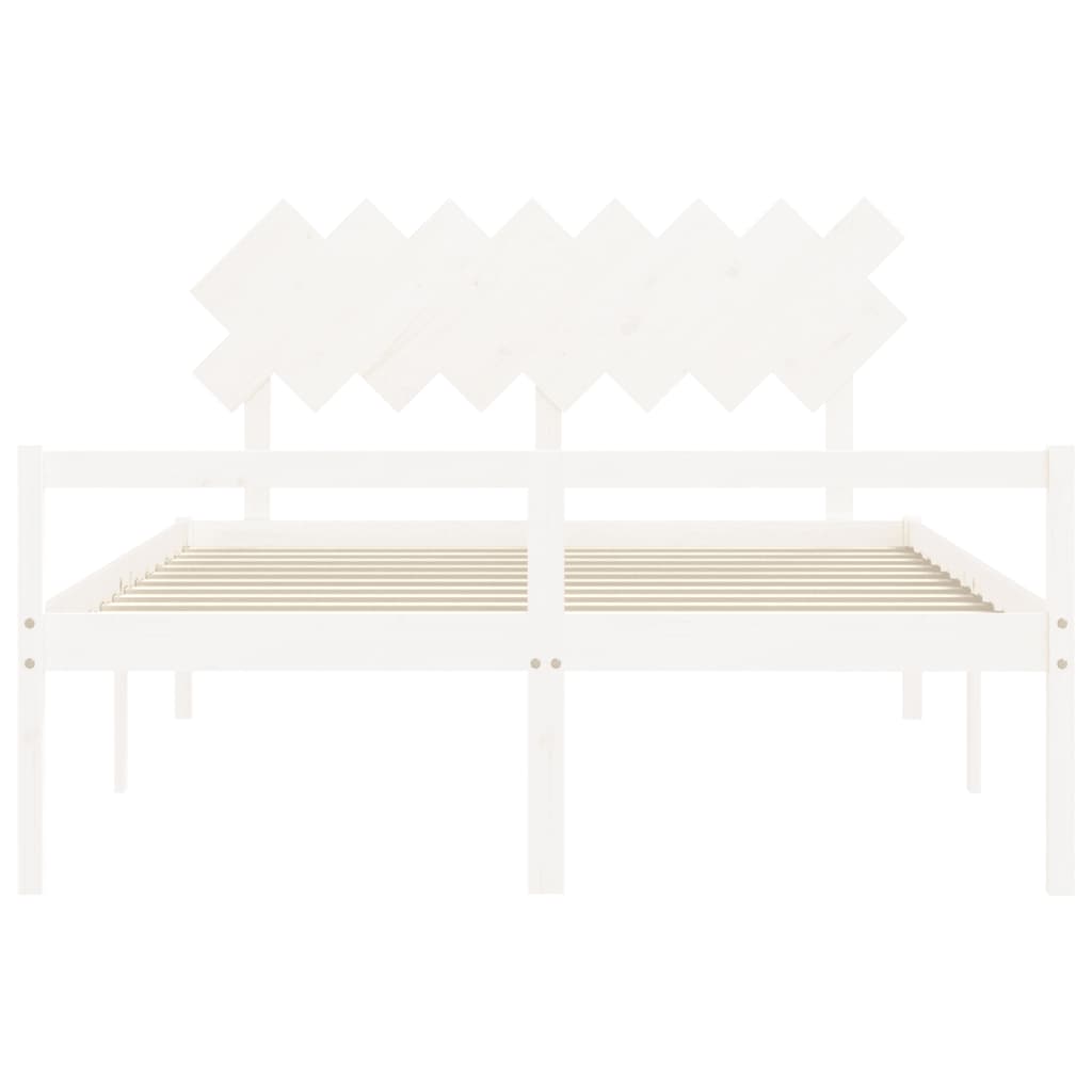 Lit pour personne âgée sans matelas blanc 160x200cm bois massif - XIOS