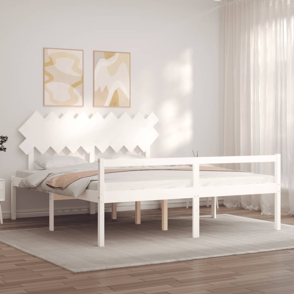 Lit pour personne âgée sans matelas blanc bois massif - XIOS
