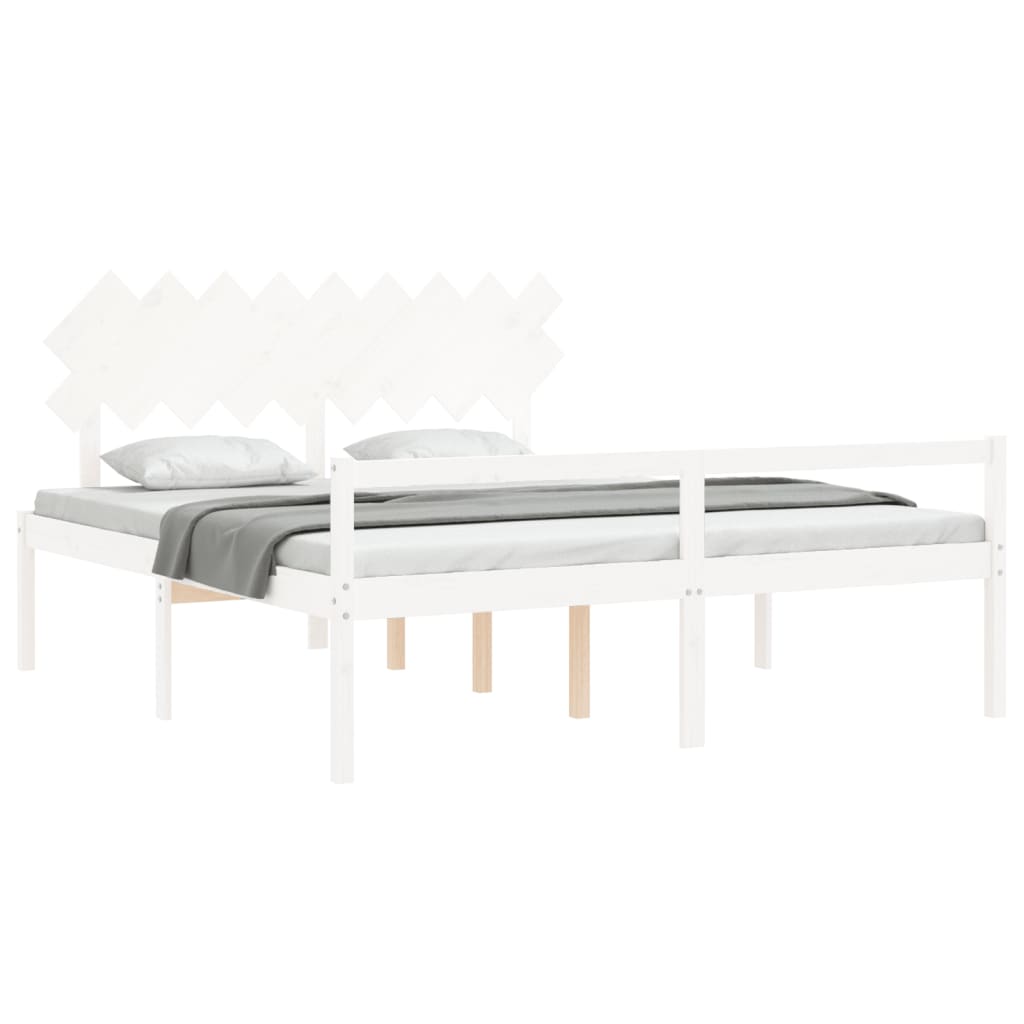 Lit pour personne âgée sans matelas blanc bois massif - XIOS