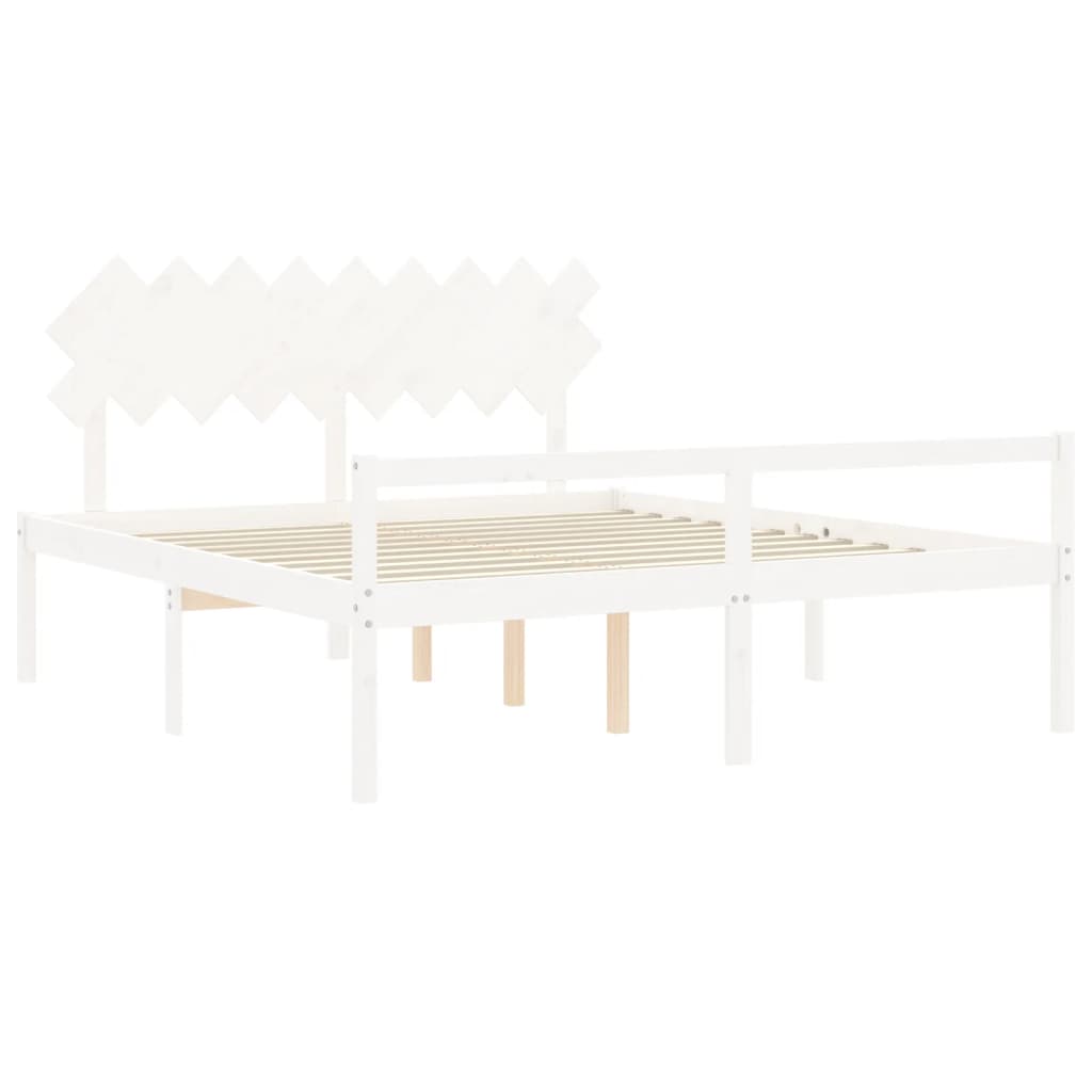 Lit pour personne âgée sans matelas blanc bois massif - XIOS