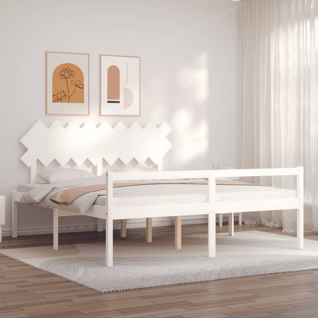 Lit pour personne âgée sans matelas blanc bois massif - XIOS