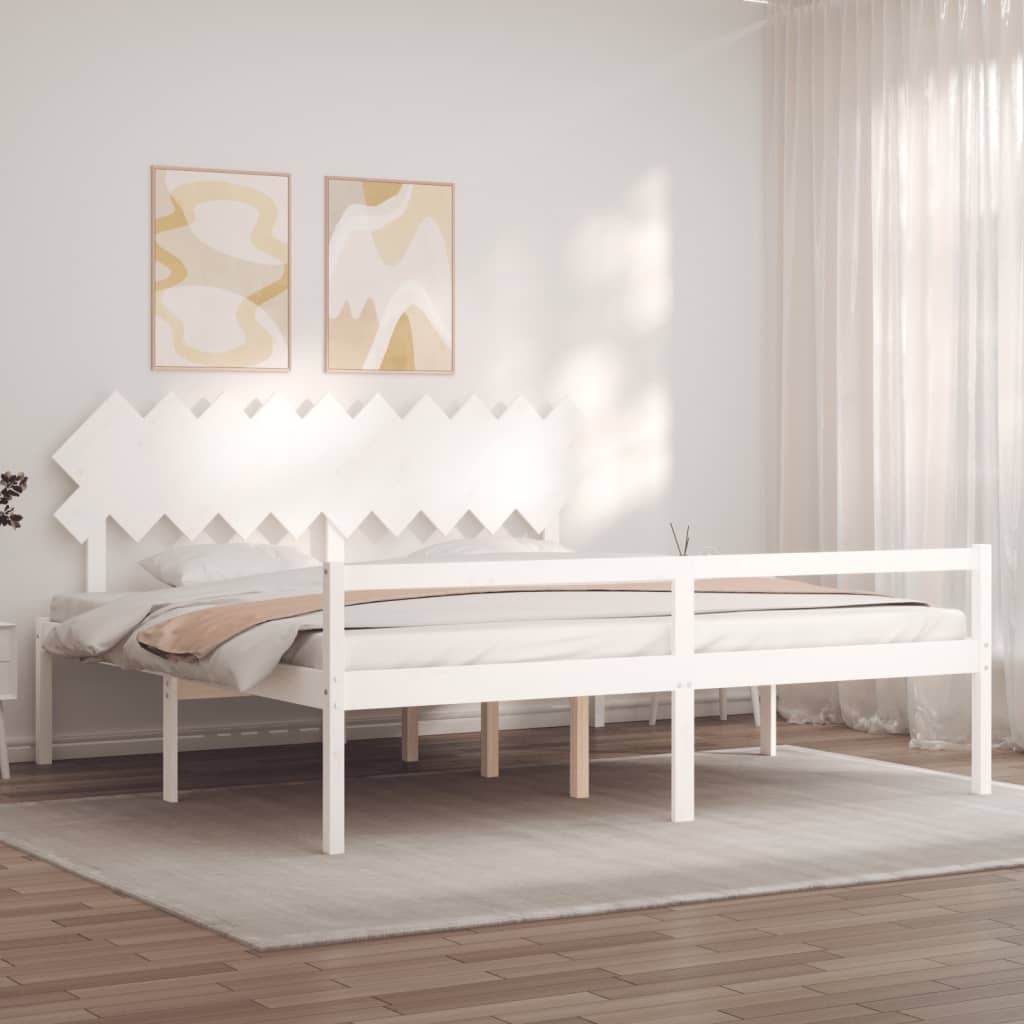 Lit pour personne âgée sans matelas blanc 200x200cm bois massif - XIOS