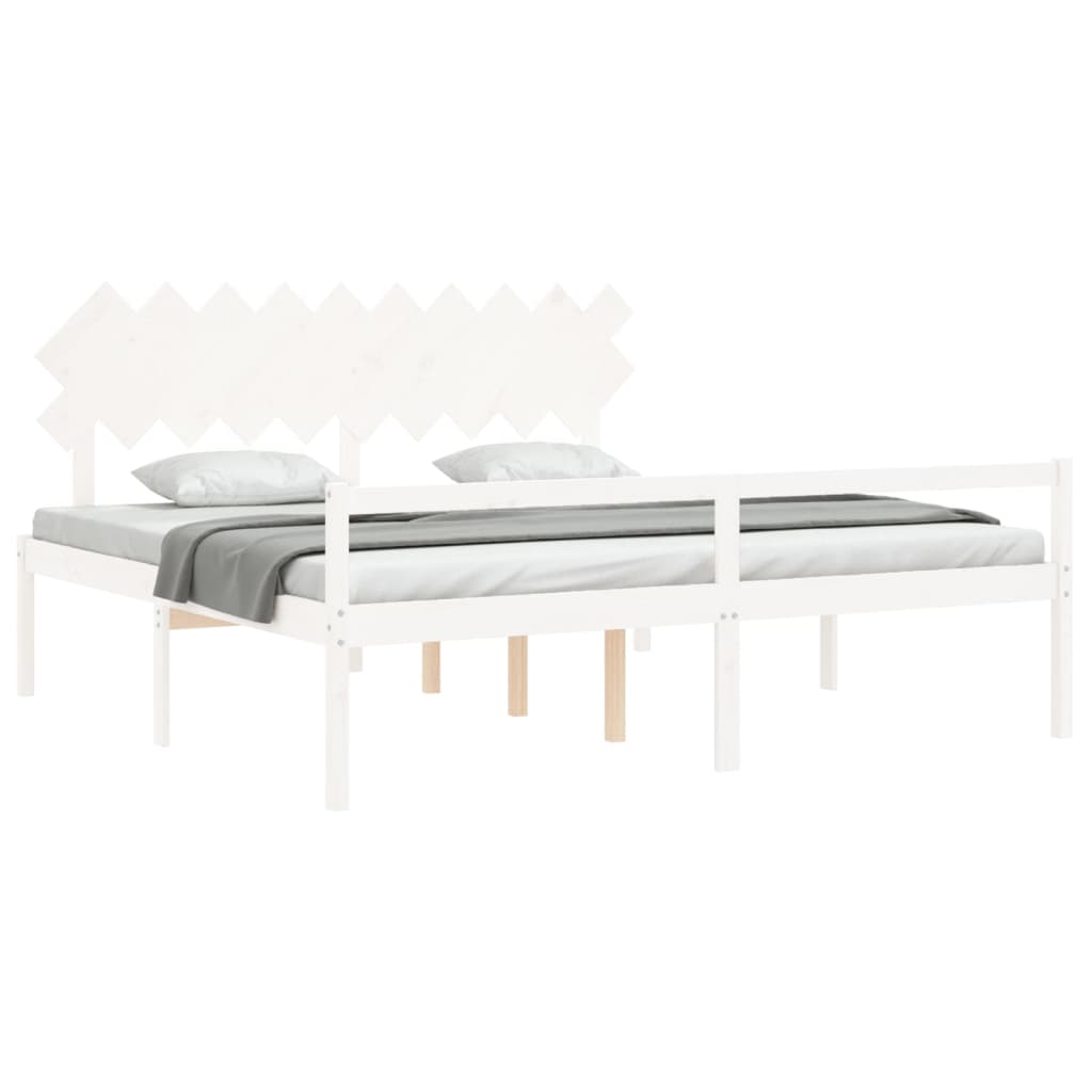 Lit pour personne âgée sans matelas blanc 200x200cm bois massif - XIOS