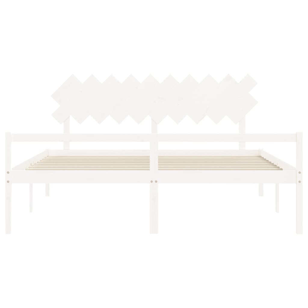 Lit pour personne âgée sans matelas blanc 200x200cm bois massif - XIOS