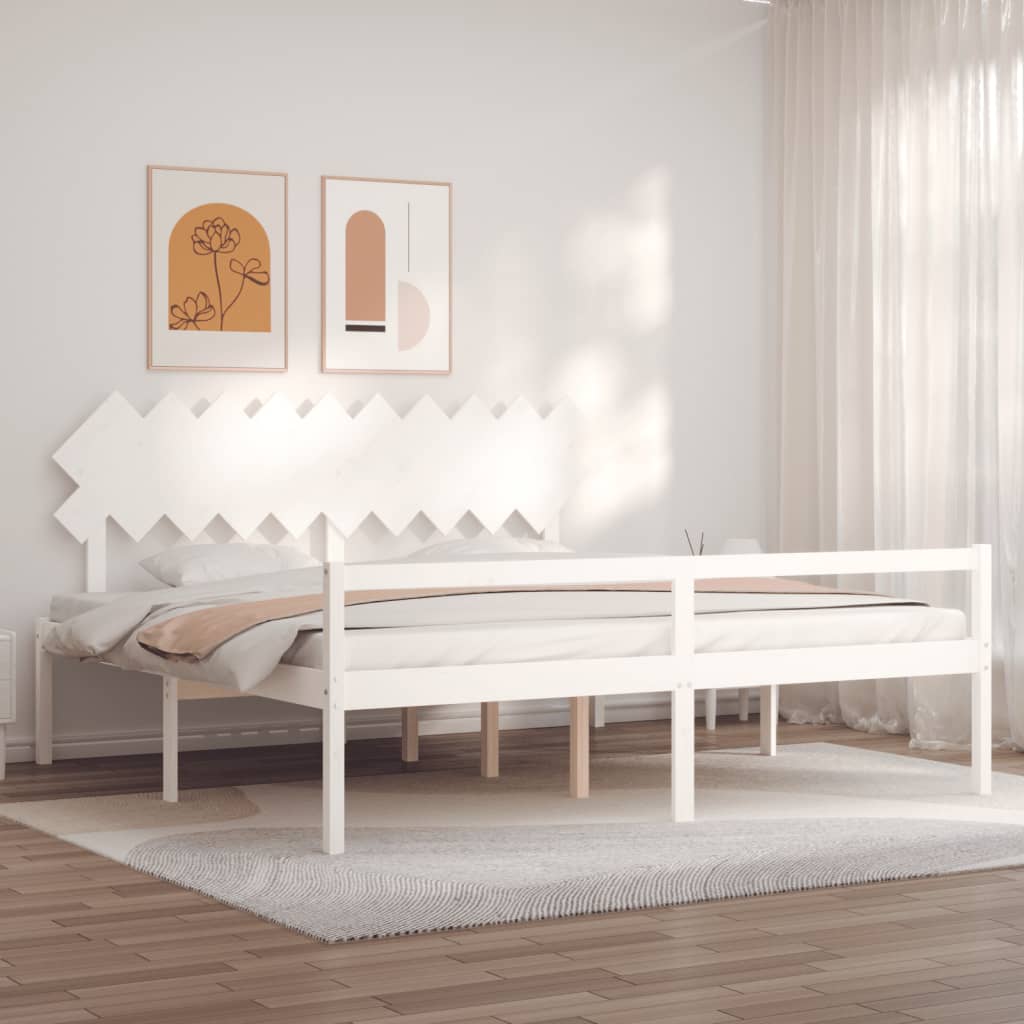 Lit pour personne âgée sans matelas blanc 200x200cm bois massif - XIOS
