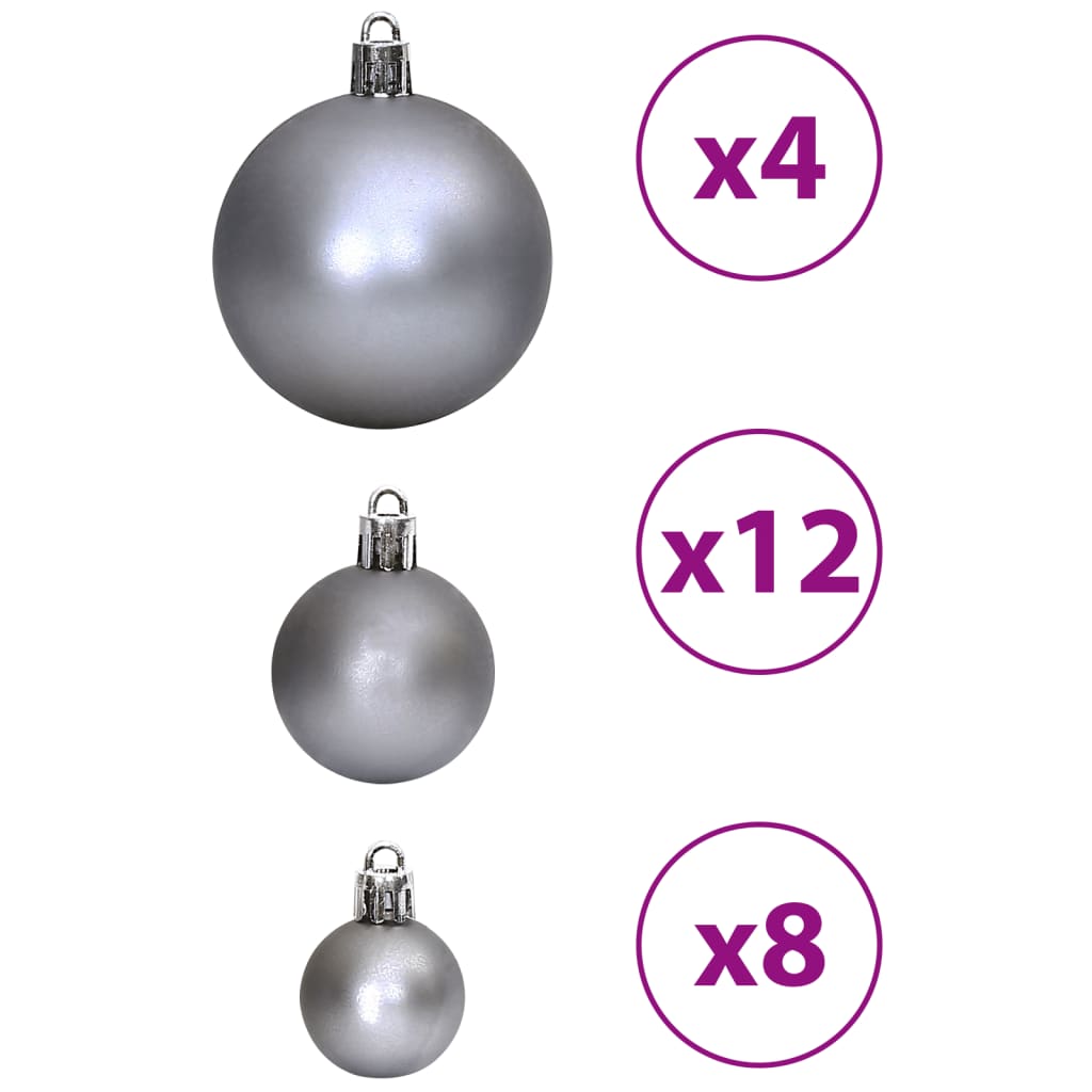 Boules de Noël 100 pcs gris 3 / 4 / 6 cm - XIOS