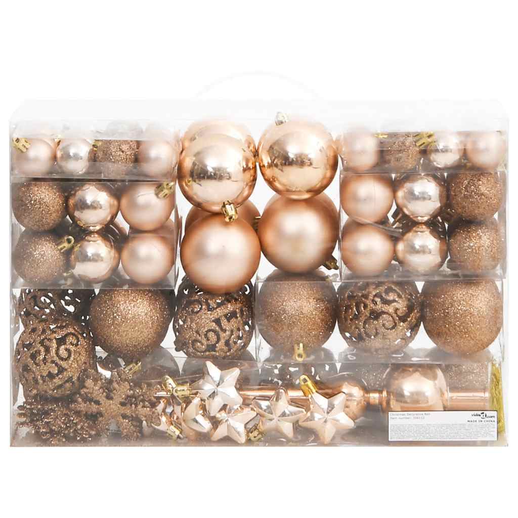 Ensemble de boules de Noël 111 pièces doré rose polystyrène - XIOS