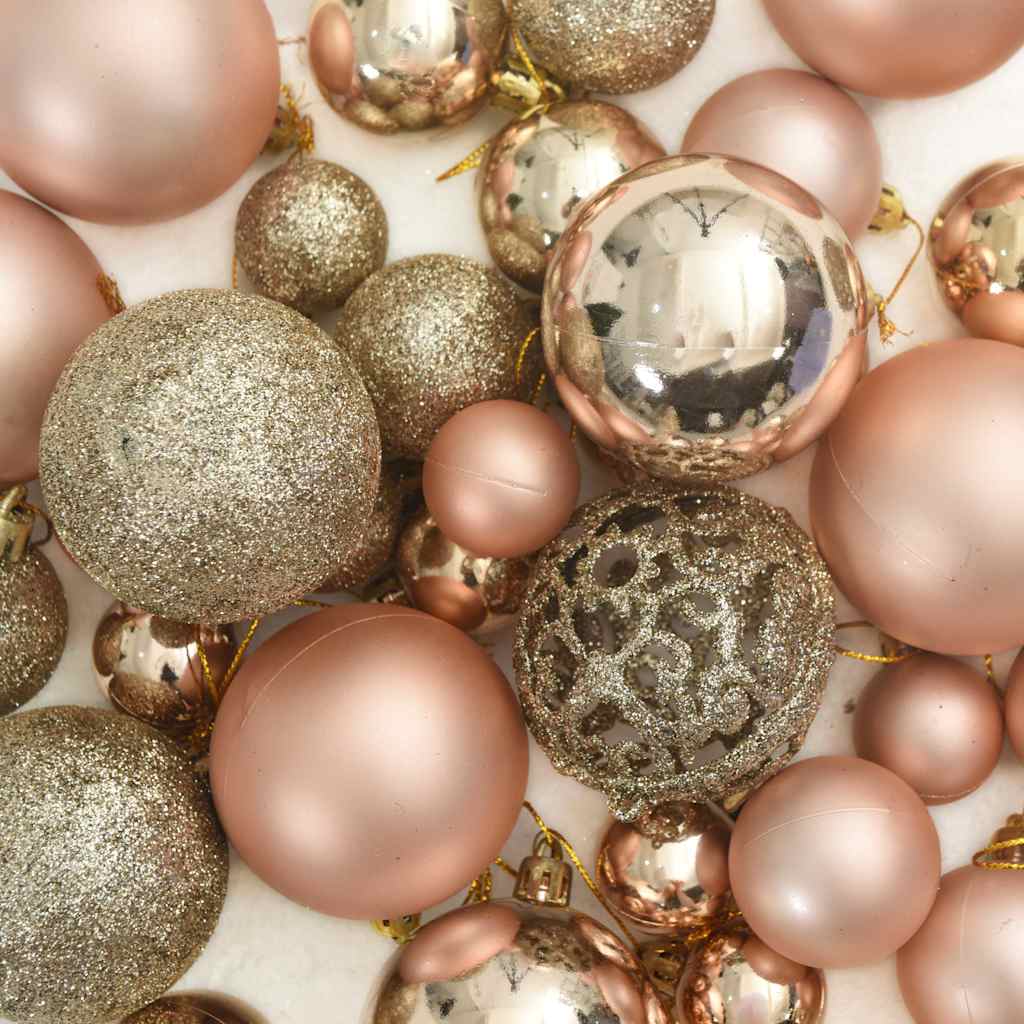 Ensemble de boules de Noël 111 pièces doré rose polystyrène - XIOS