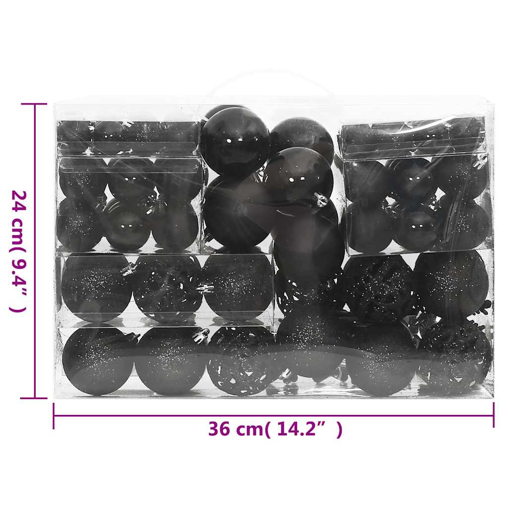 Ensemble de boules de Noël 111 pièces noir polystyrène - XIOS
