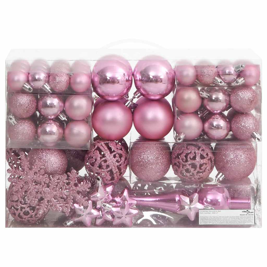 Ensemble de boules de Noël 111 pièces rose polystyrène - XIOS