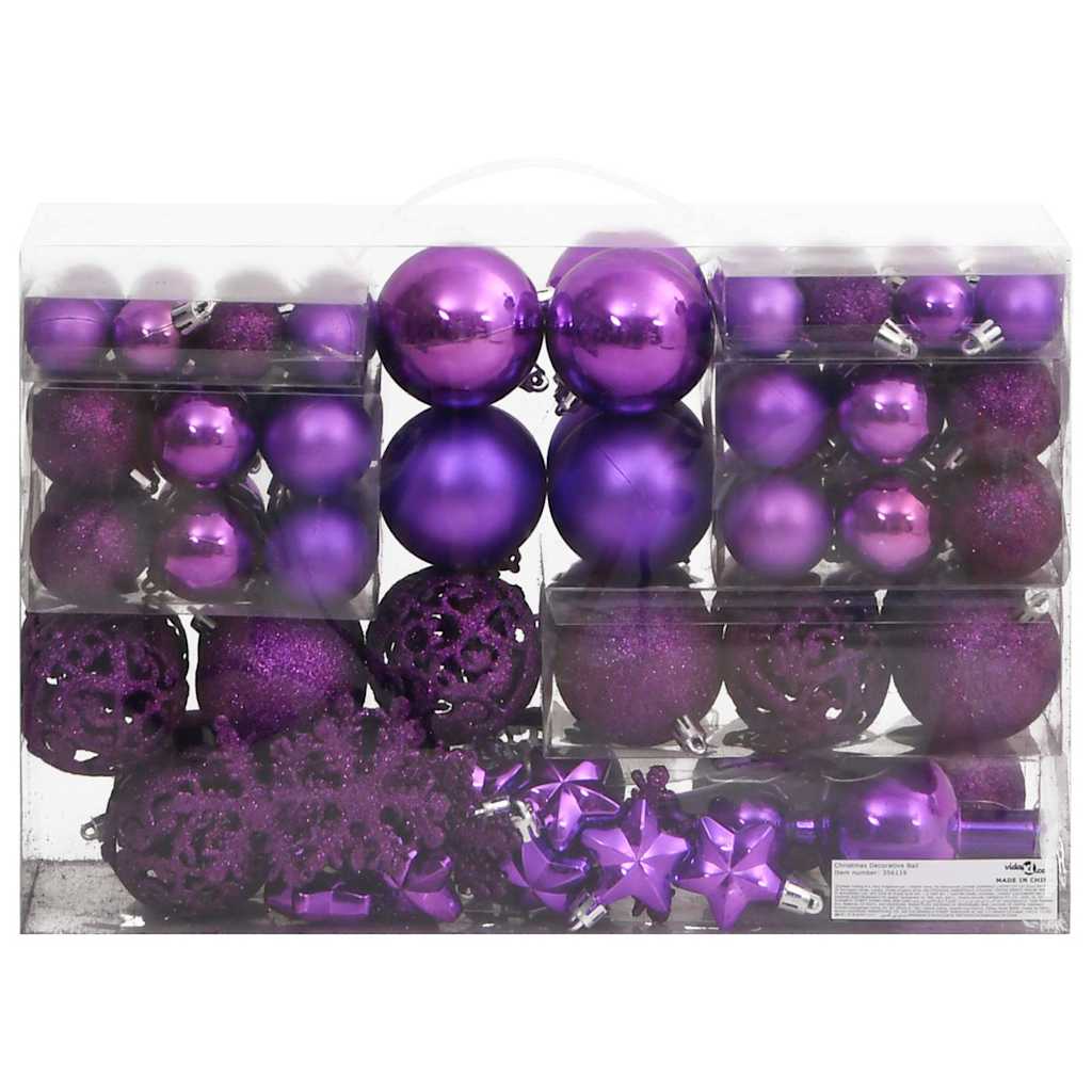 Ensemble de boules de Noël 111 pièces violet polystyrène - XIOS