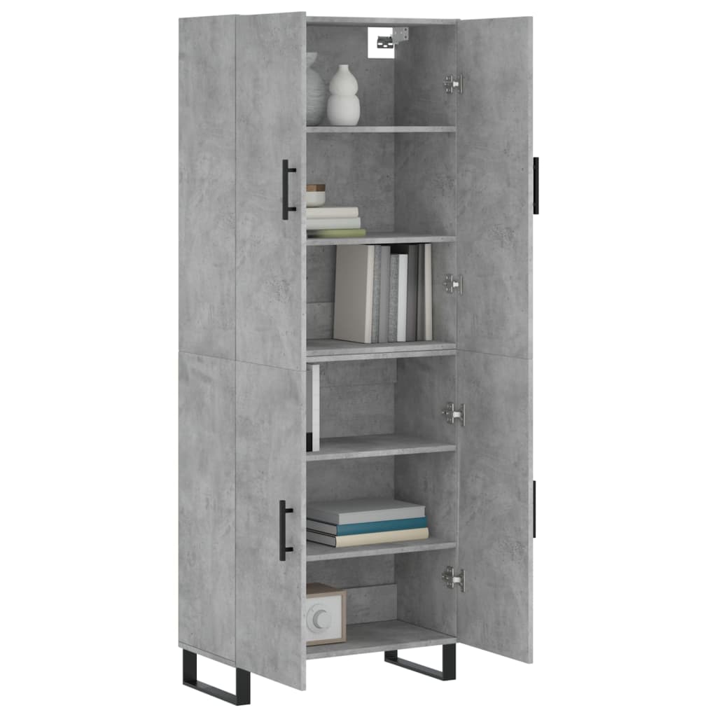 Buffet haut Gris béton 69,5x34x180 cm Bois d'ingénierie - XIOS