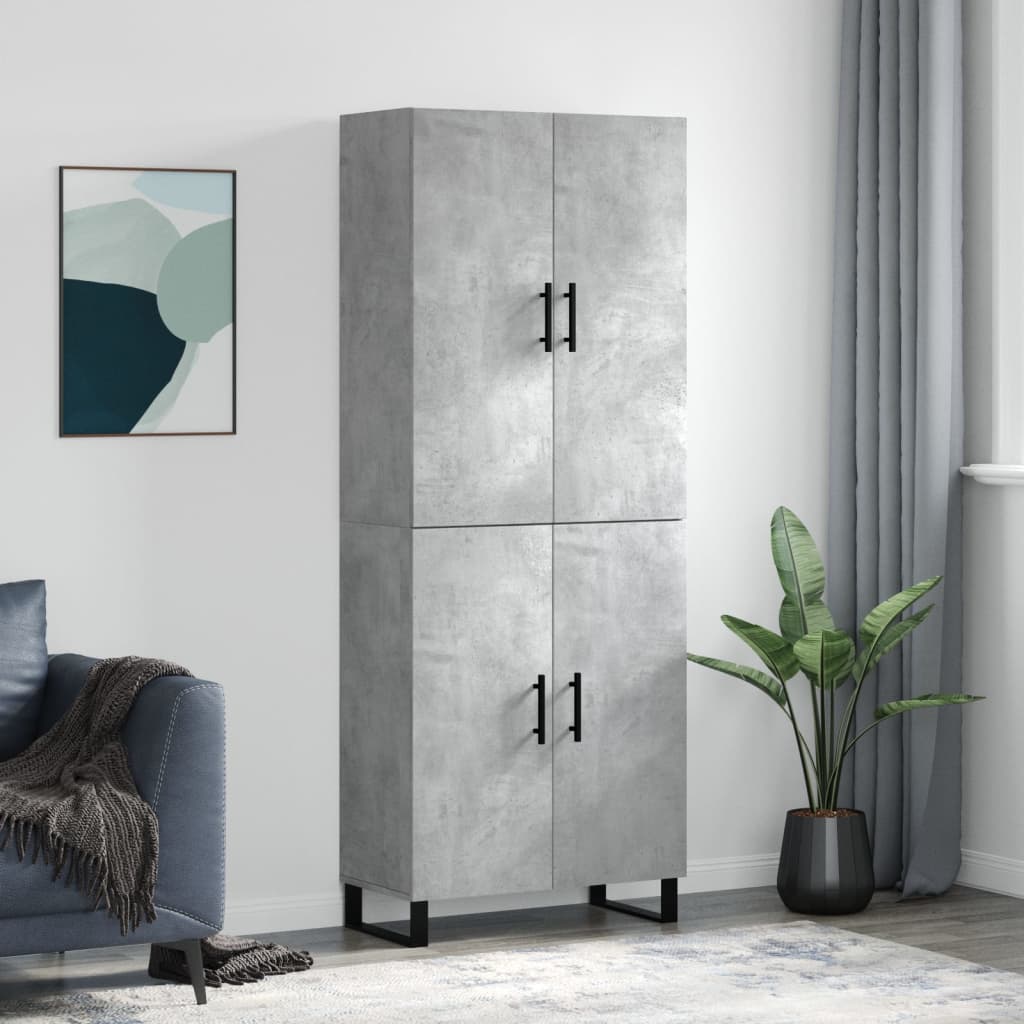 Buffet haut Gris béton 69,5x34x180 cm Bois d'ingénierie - XIOS