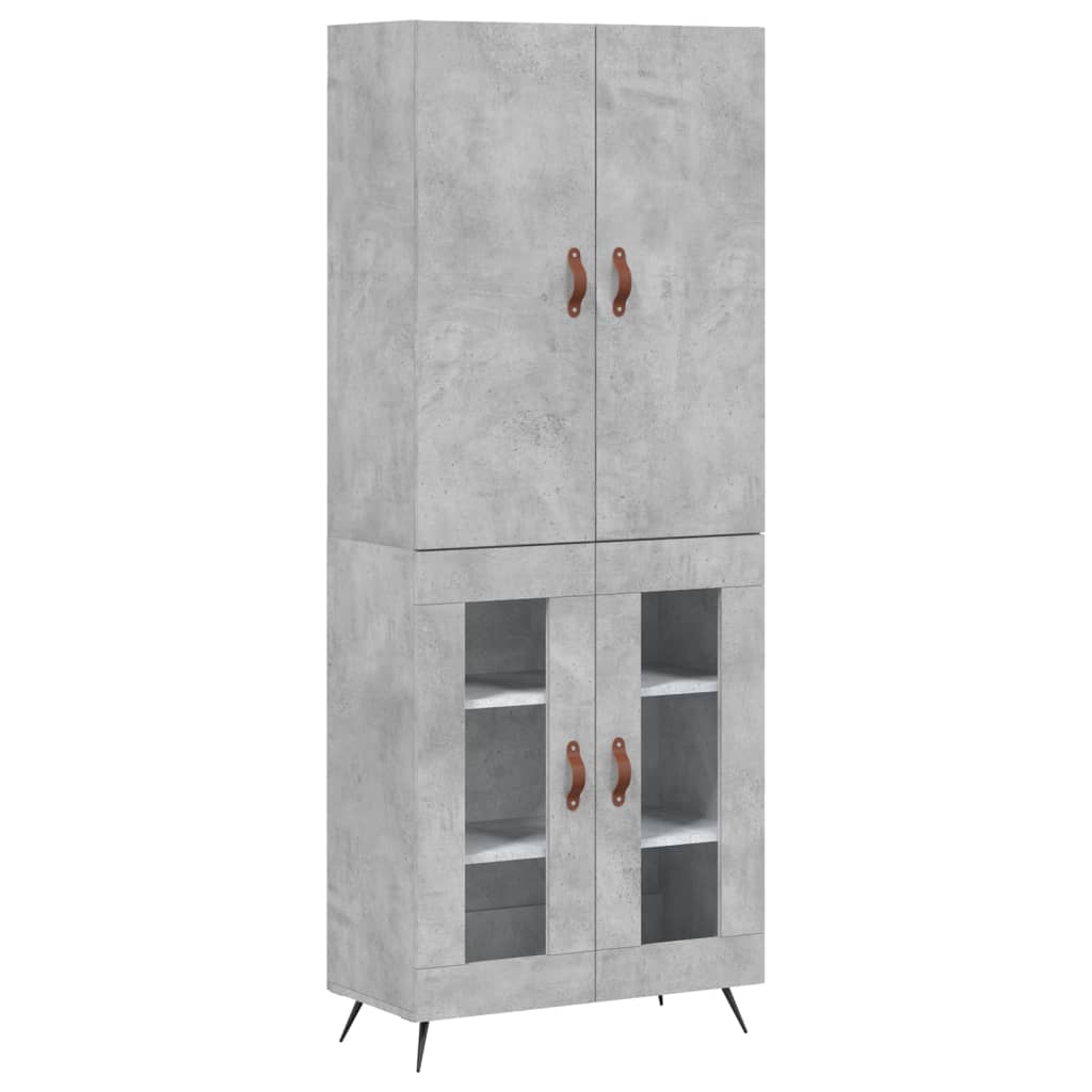 Buffet haut Gris béton 69,5x34x180 cm Bois d'ingénierie - XIOS