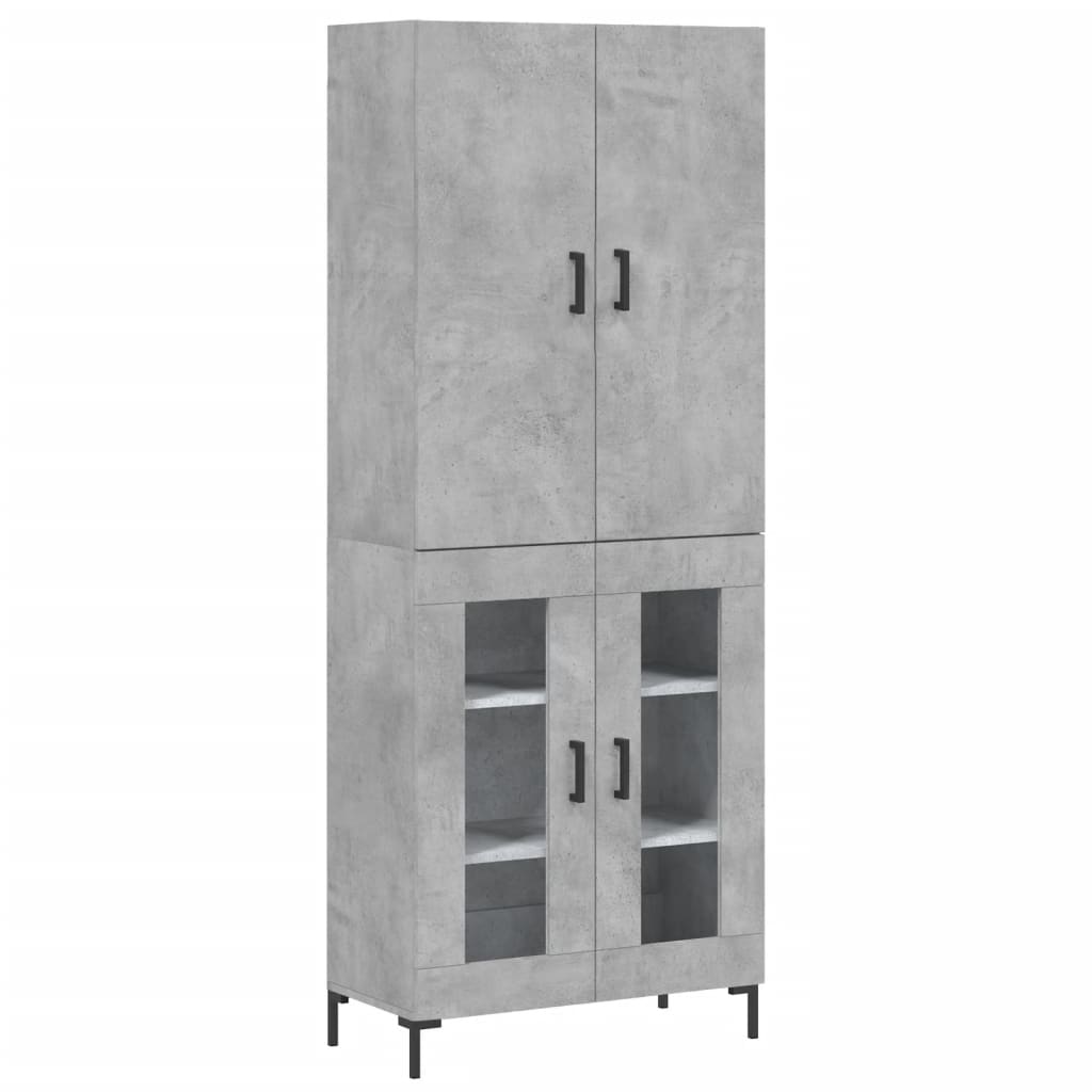 Buffet haut Gris béton 69,5x34x180 cm Bois d'ingénierie - XIOS