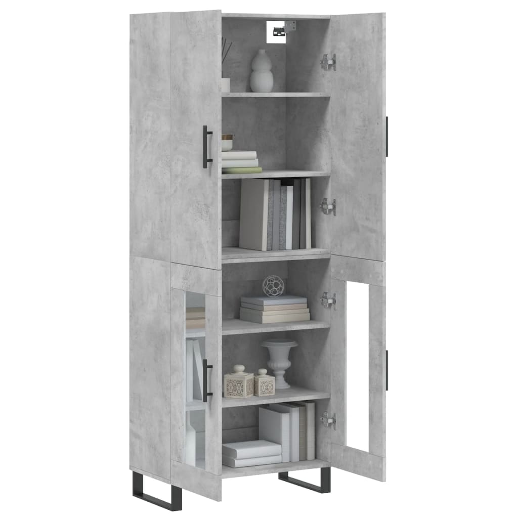 Buffet haut Gris béton 69,5x34x180 cm Bois d'ingénierie - XIOS