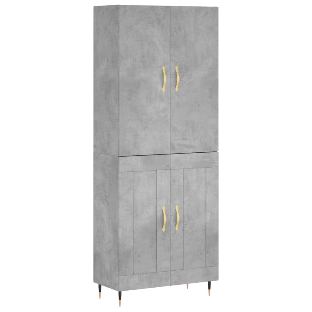 Buffet haut Gris béton 69,5x34x180 cm Bois d'ingénierie - XIOS