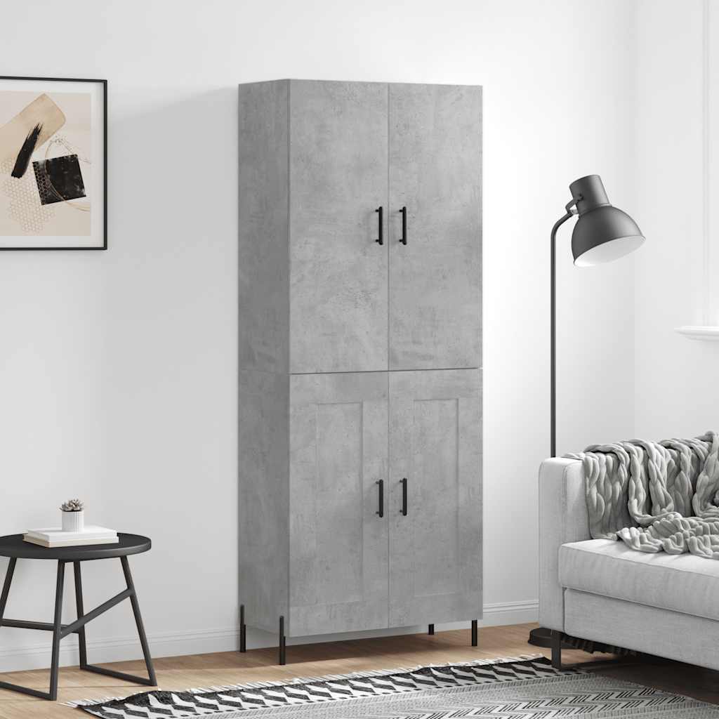 Buffet haut Gris béton 69,5x34x180 cm Bois d'ingénierie - XIOS