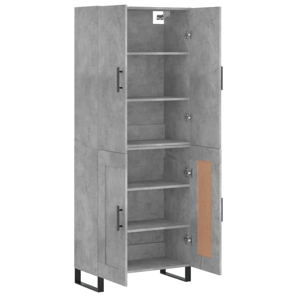 Buffet haut Gris béton 69,5x34x180 cm Bois d'ingénierie - XIOS