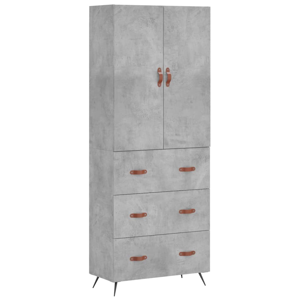 Buffet haut Gris béton 69,5x34x180 cm Bois d'ingénierie - XIOS