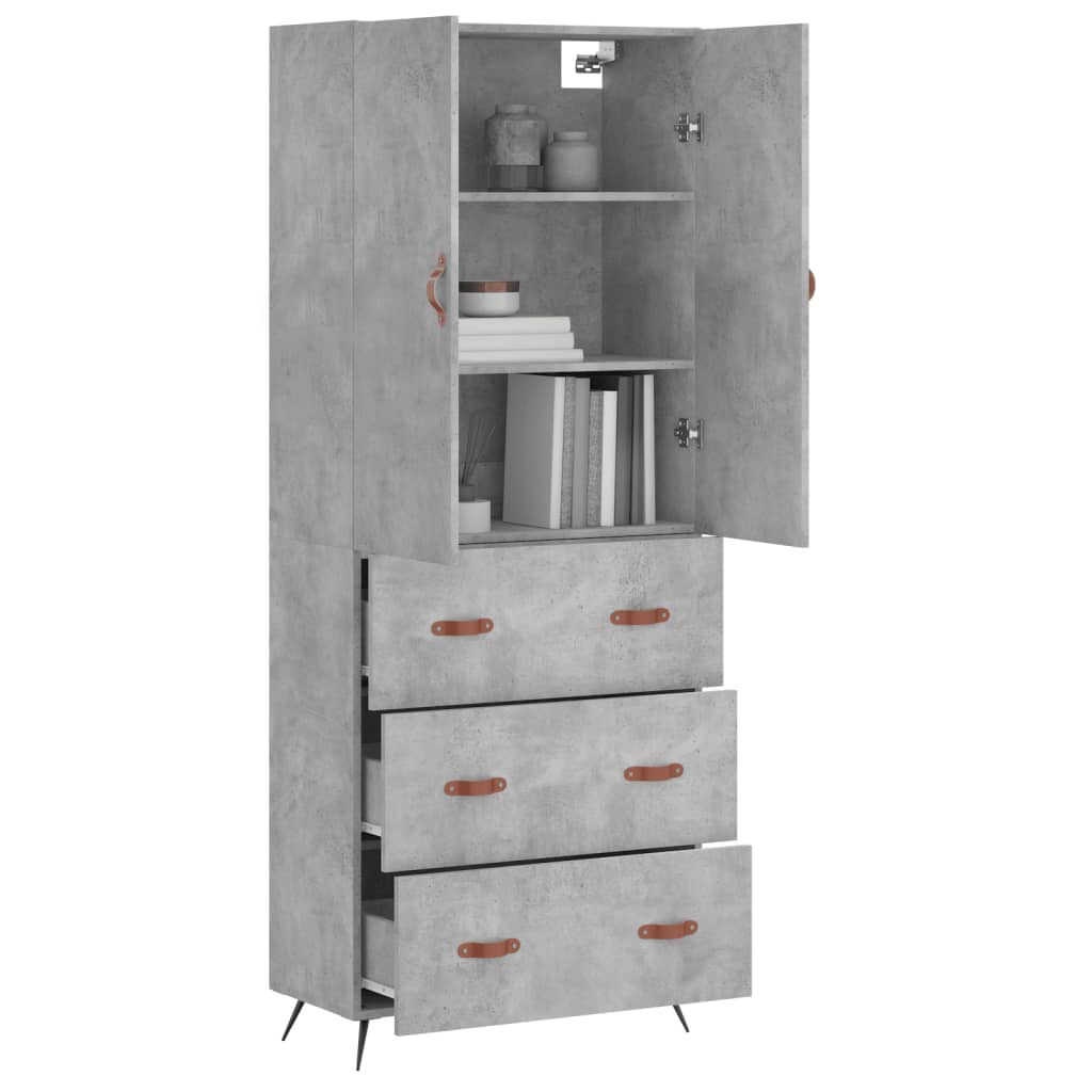 Buffet haut Gris béton 69,5x34x180 cm Bois d'ingénierie - XIOS