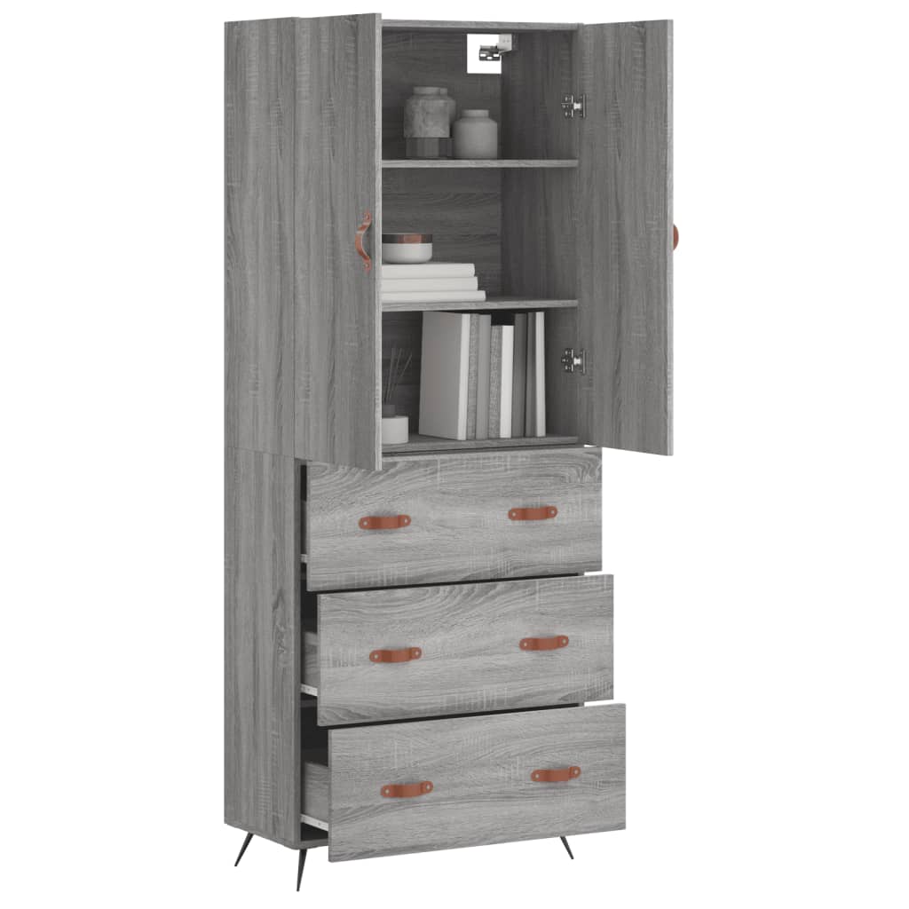 Buffet haut Sonoma gris 69,5x34x180 cm Bois d'ingénierie - XIOS