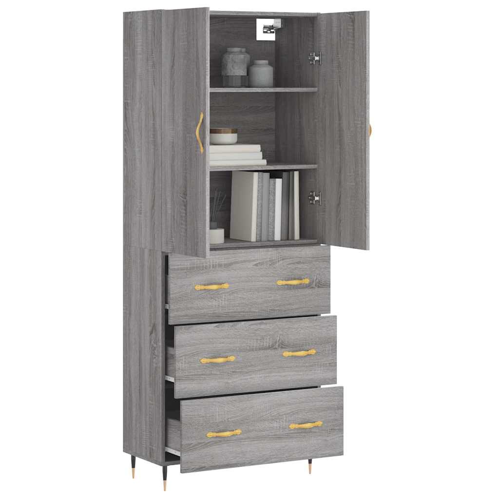 Buffet haut Sonoma gris 69,5x34x180 cm Bois d'ingénierie - XIOS