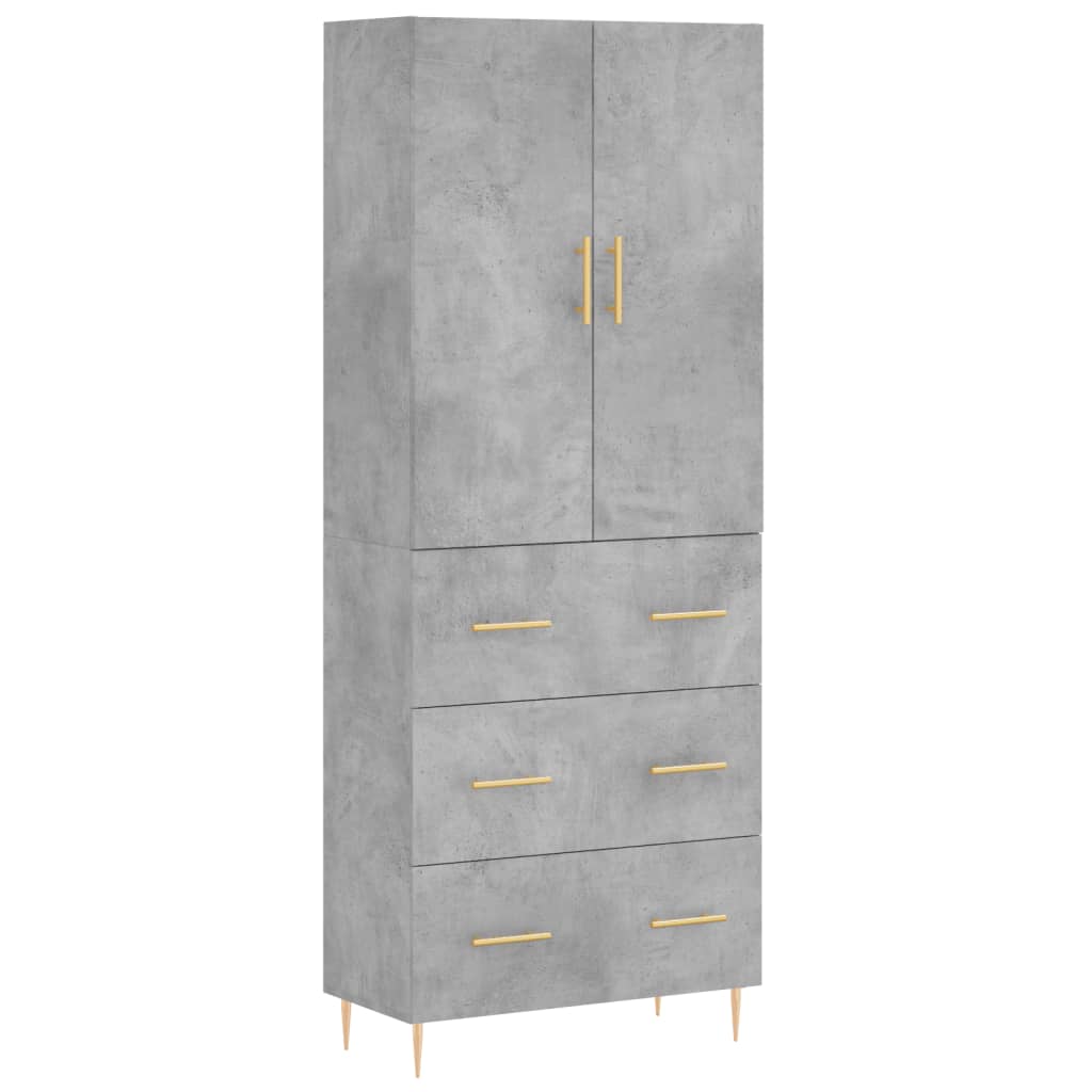 Buffet haut Gris béton 69,5x34x180 cm Bois d'ingénierie - XIOS