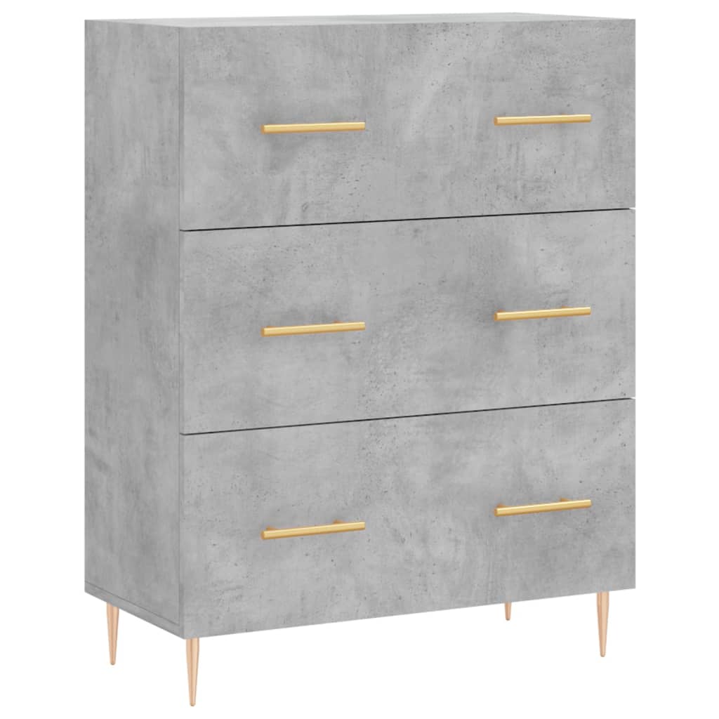 Buffet haut Gris béton 69,5x34x180 cm Bois d'ingénierie - XIOS
