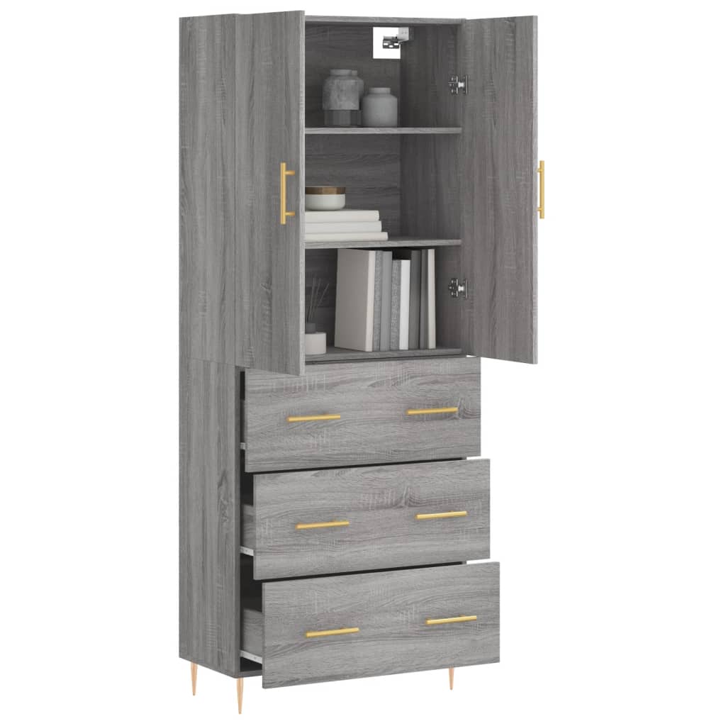 Buffet haut Sonoma gris 69,5x34x180 cm Bois d'ingénierie - XIOS