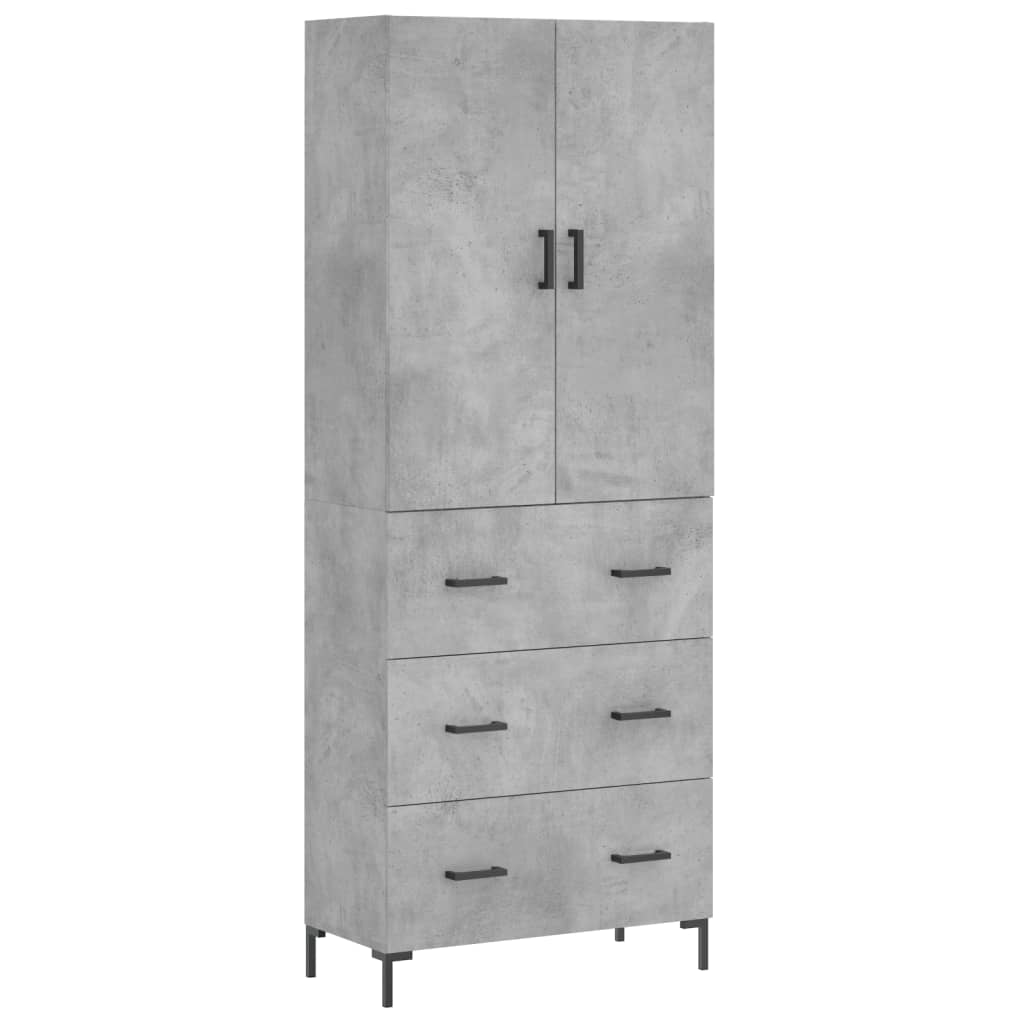 Buffet haut Gris béton 69,5x34x180 cm Bois d'ingénierie - XIOS