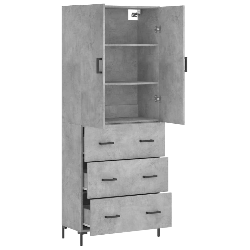 Buffet haut Gris béton 69,5x34x180 cm Bois d'ingénierie - XIOS