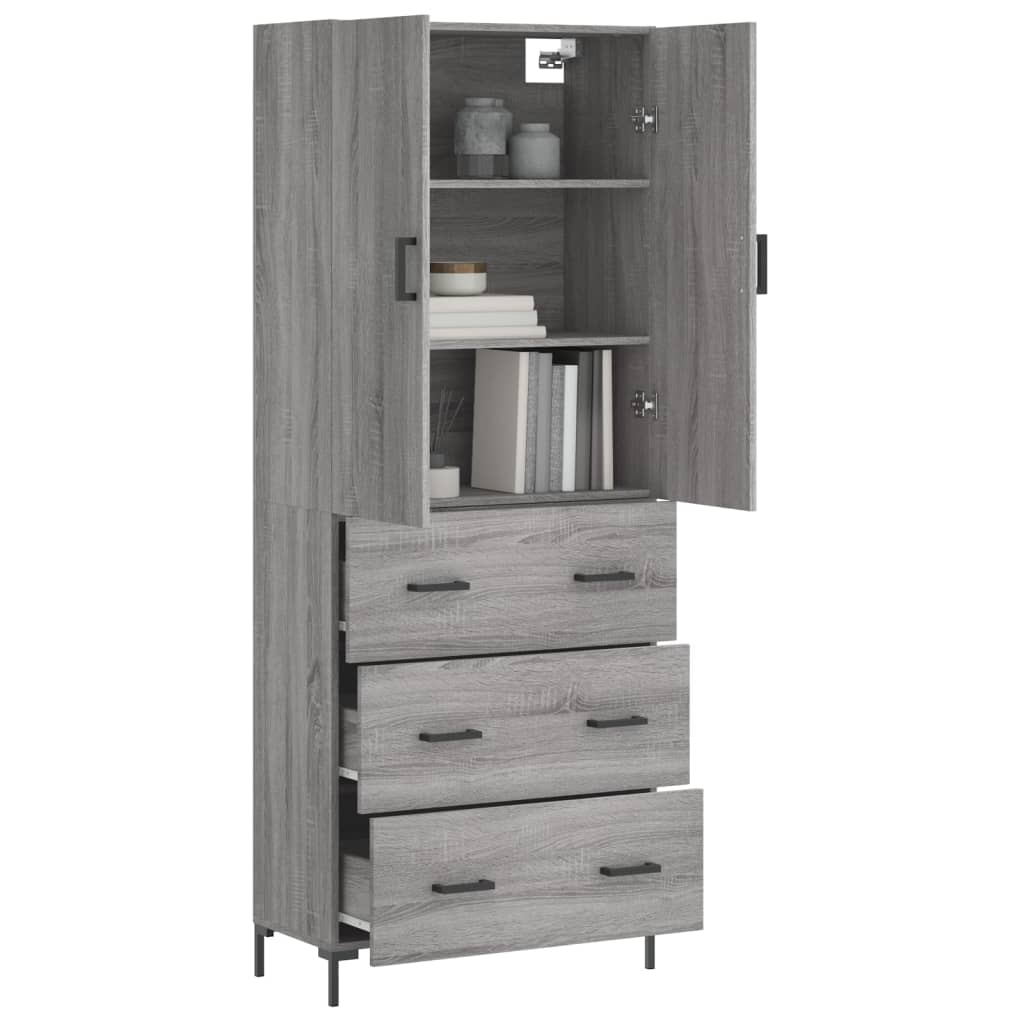 Buffet haut Sonoma gris 69,5x34x180 cm Bois d'ingénierie - XIOS