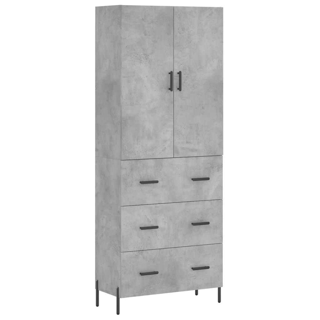 Buffet haut Gris béton 69,5x34x180 cm Bois d'ingénierie - XIOS