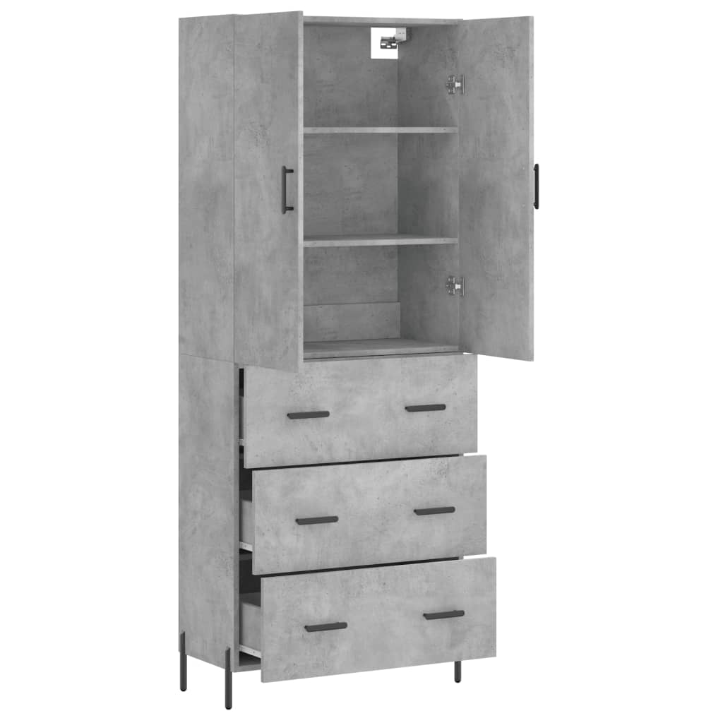 Buffet haut Gris béton 69,5x34x180 cm Bois d'ingénierie - XIOS