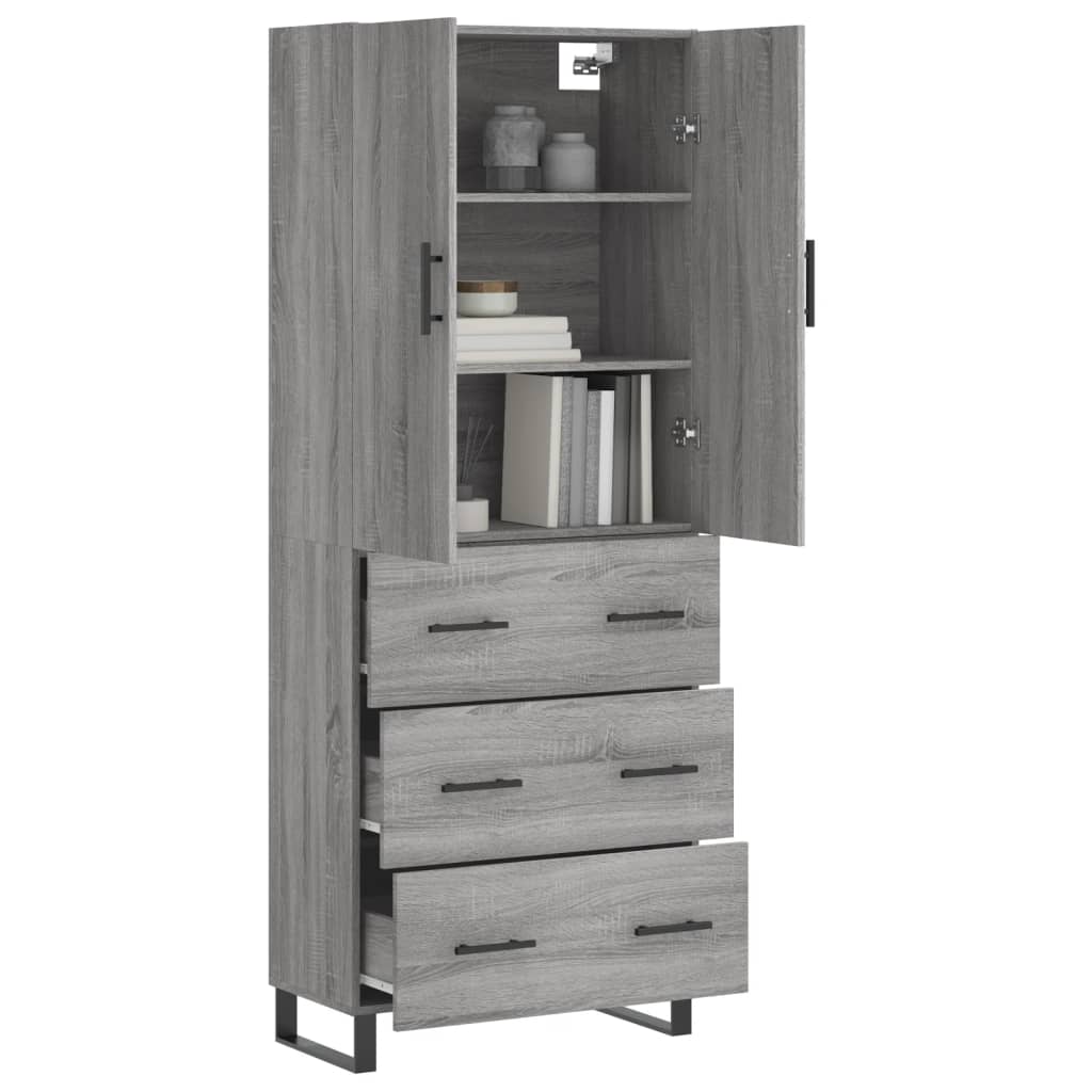 Buffet haut Sonoma gris 69,5x34x180 cm Bois d'ingénierie - XIOS