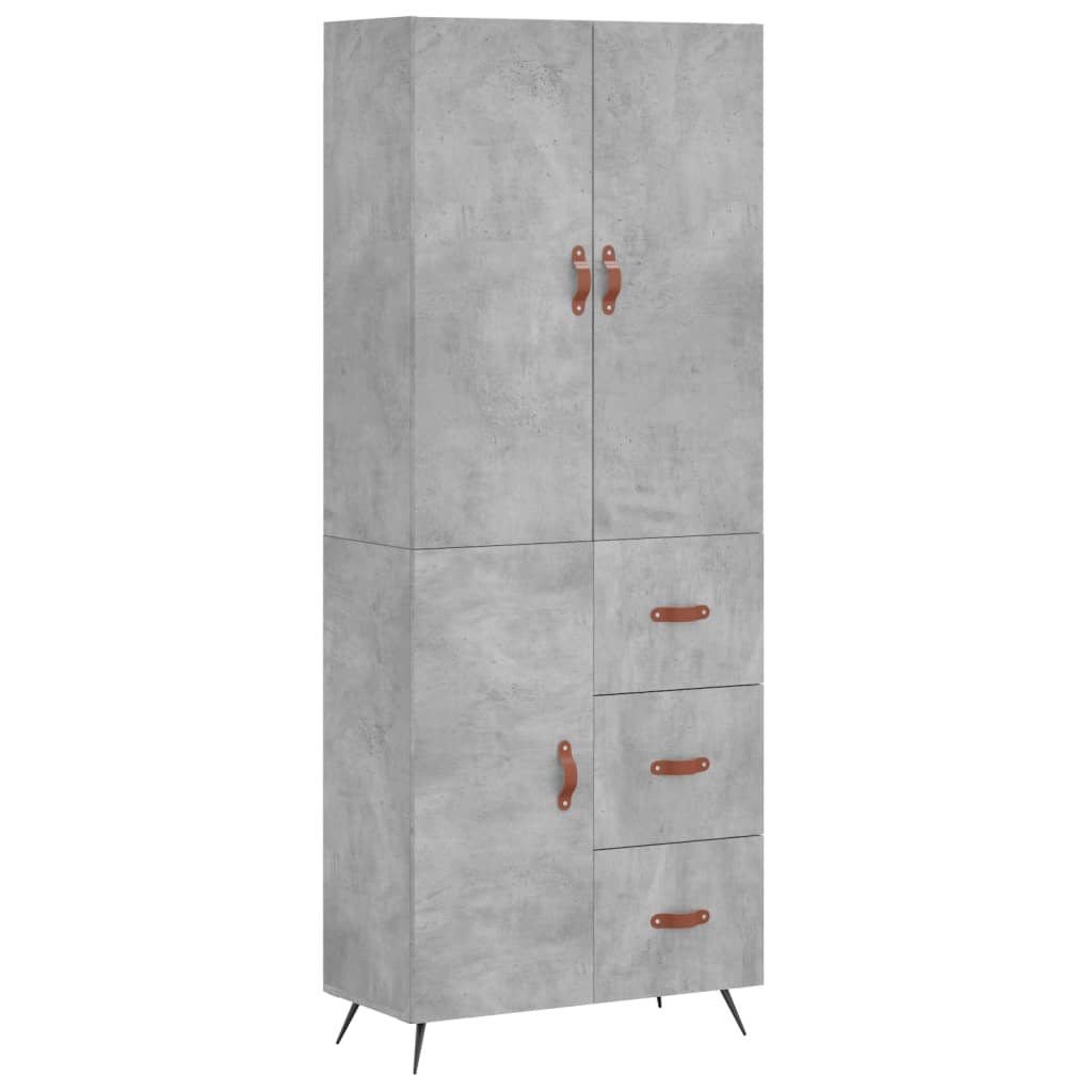 Buffet haut Gris béton 69,5x34x180 cm Bois d'ingénierie - XIOS