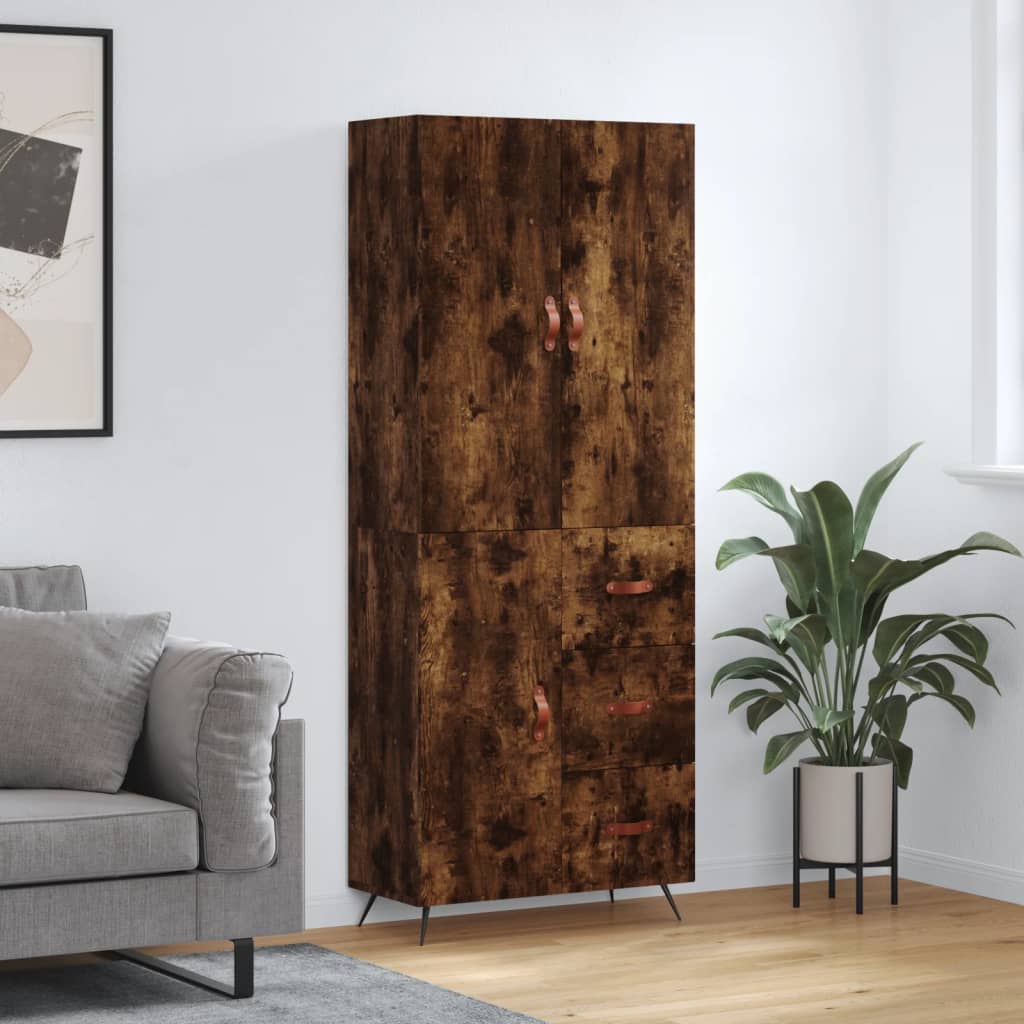 Buffet haut Chêne fumé 69,5x34x180 cm Bois d'ingénierie - XIOS