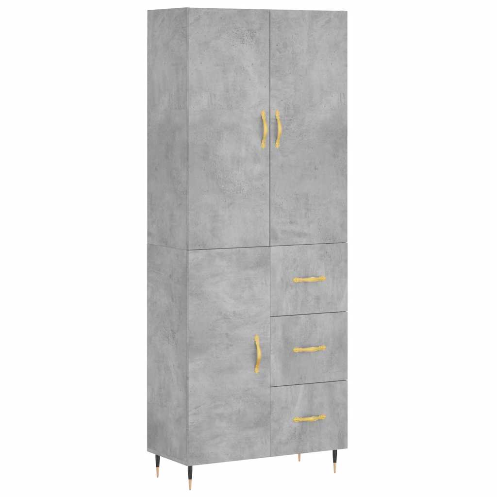 Buffet haut Gris béton 69,5x34x180 cm Bois d'ingénierie - XIOS