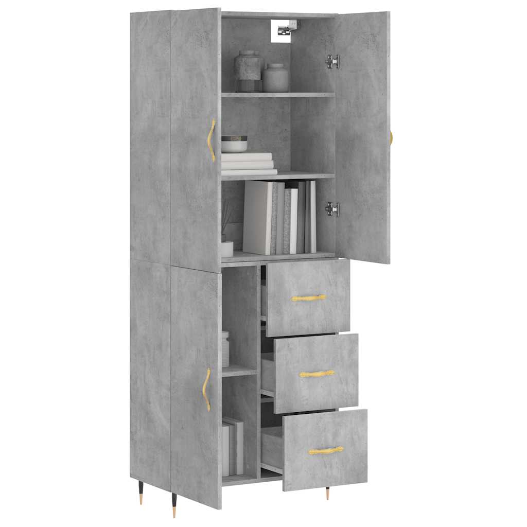 Buffet haut Gris béton 69,5x34x180 cm Bois d'ingénierie - XIOS